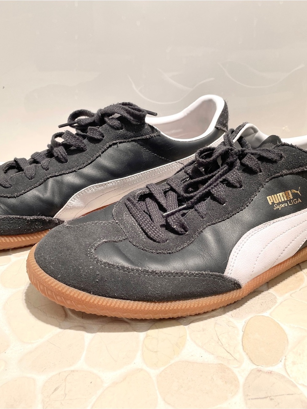 Puma Super Liga Men's Sneakers - Dark grey & white with gum sole